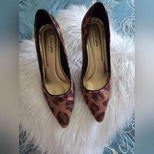 comfort plus by Predictions Leopard Print Pointed Toe Pumps - Brown